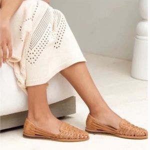 Nisolo | Tan Woven Leather Huarache Flat Sandals